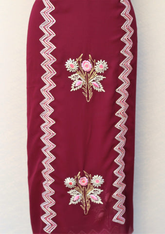 Maroon Full Suit With Pink Dupatta