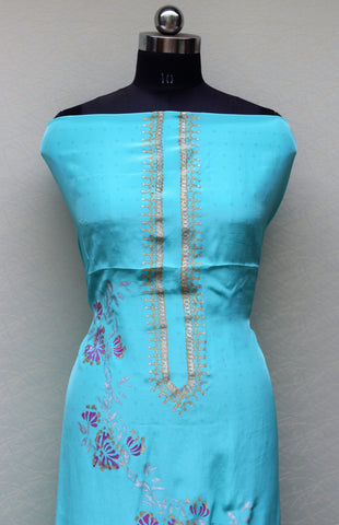Firoji Full Suit With Tabbi Silk Tie Dye Dupatta