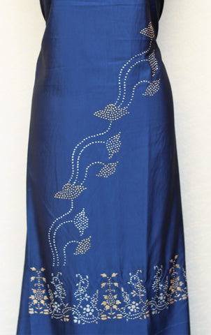 Peacock Blue Full Suit With Off White Dupatta