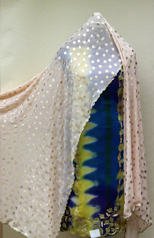 Blue Tie and Dye Full Suit With Light Peach Dupatta