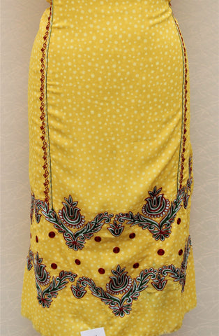 Yellow Full Suit With Self Organza Tie Dye Dupatta