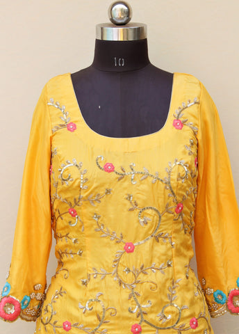 Mustard Yellow Full Suit With Same Colour Organza Dupatta