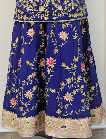 Blue Lehenga Dress With Same Colour Net Dupatta